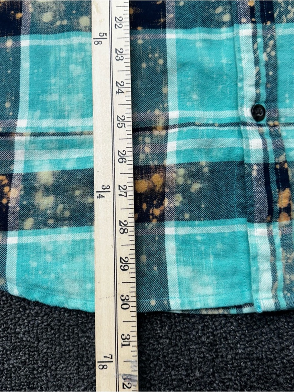 ANGRY MINNOW Mens Medium Teal Bleach Drink Wine Judge People L Flannel Shirt - Picture 5 of 8